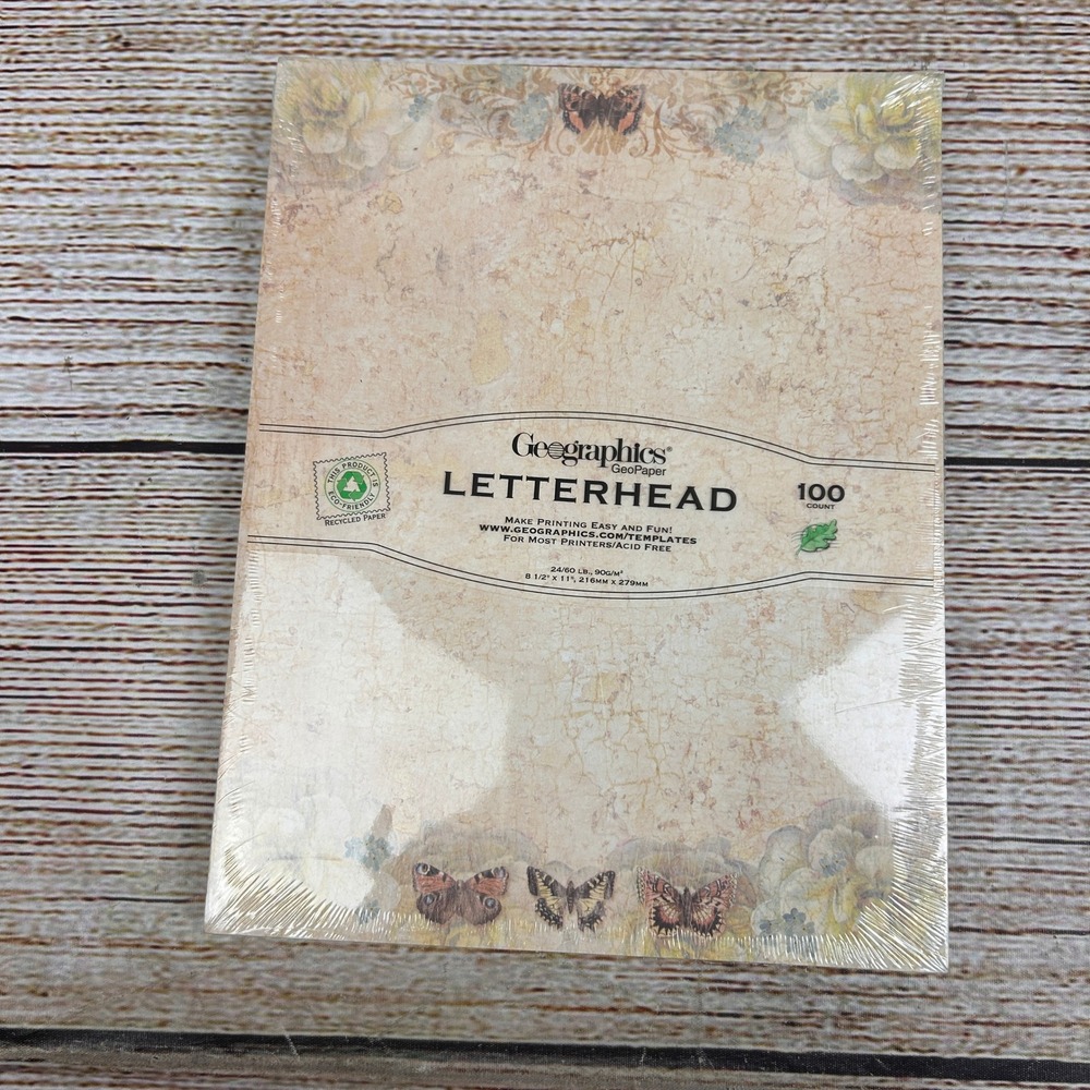 Geographics Sweet Day Letterhead 200ct Butterfly Floral 8.5x11 Printer Paper